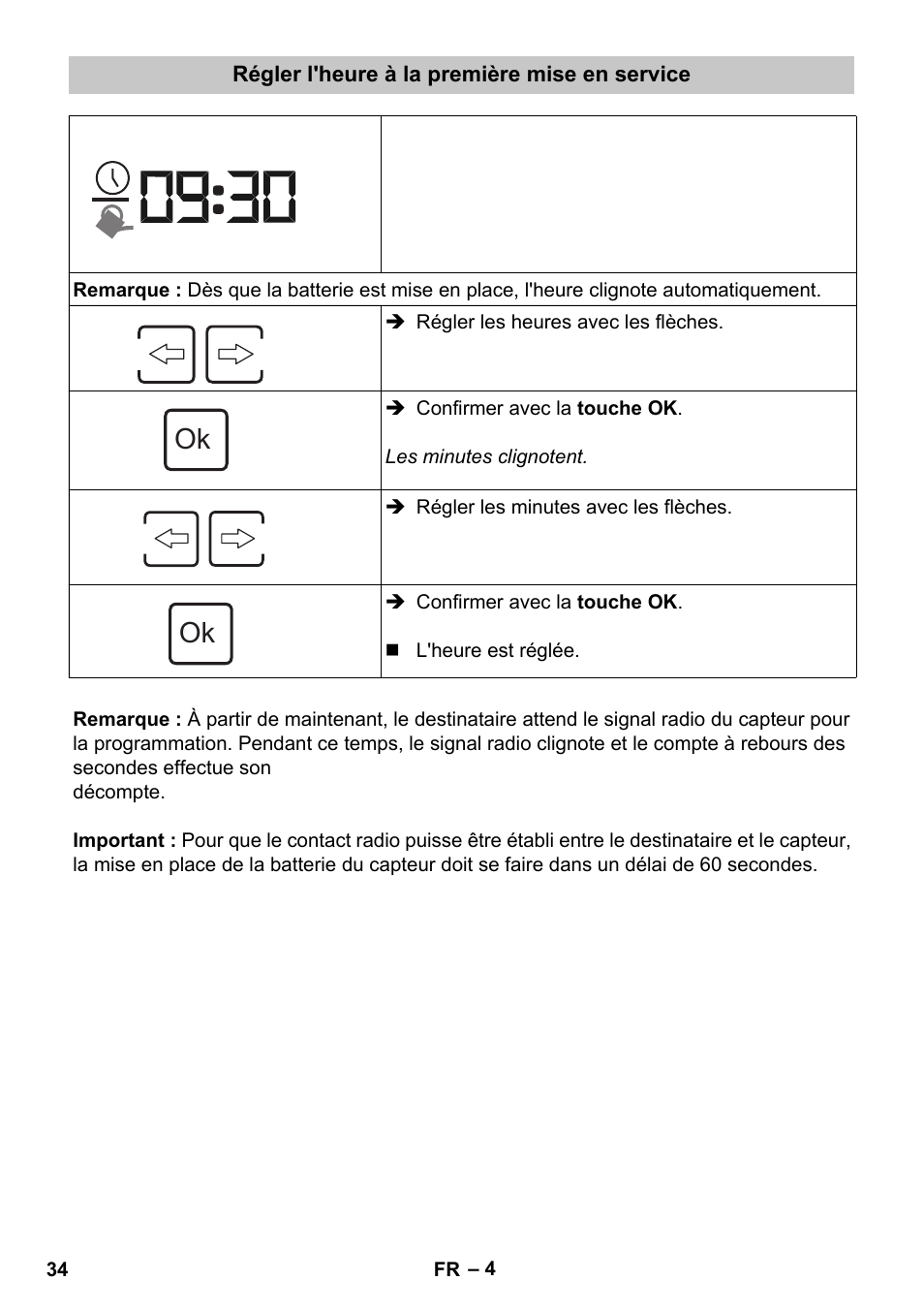 Régler l'heure à la première mise en service | Karcher SensorTimer TM ST6 DUO eco!ogic User Manual | Page 34 / 374