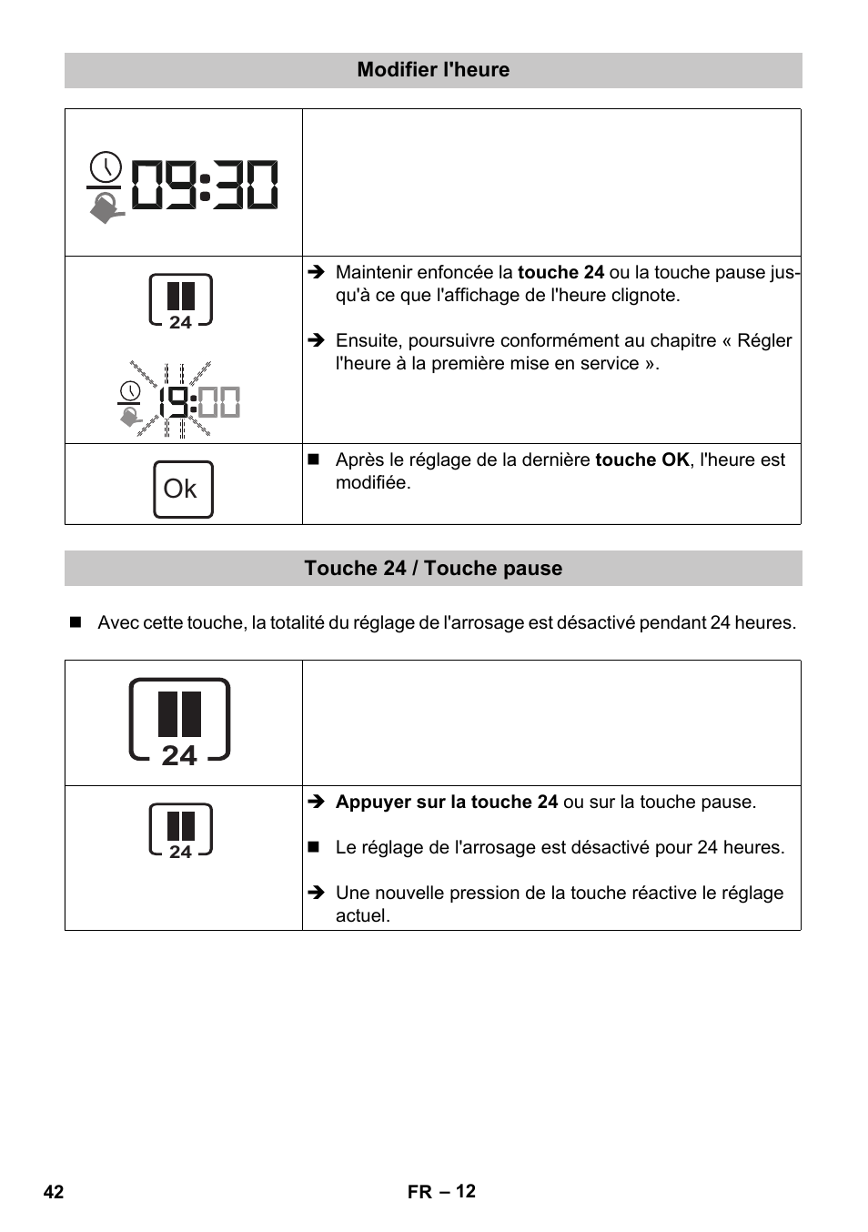 Modifier l'heure, Touche 24 / touche pause | Karcher SensorTimer TM ST6 DUO eco!ogic User Manual | Page 42 / 374