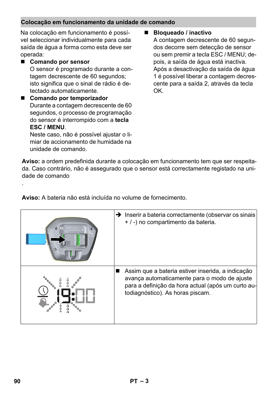 Colocação em funcionamento da unidade de comando | Karcher SensorTimer TM ST6 DUO eco!ogic User Manual | Page 90 / 374