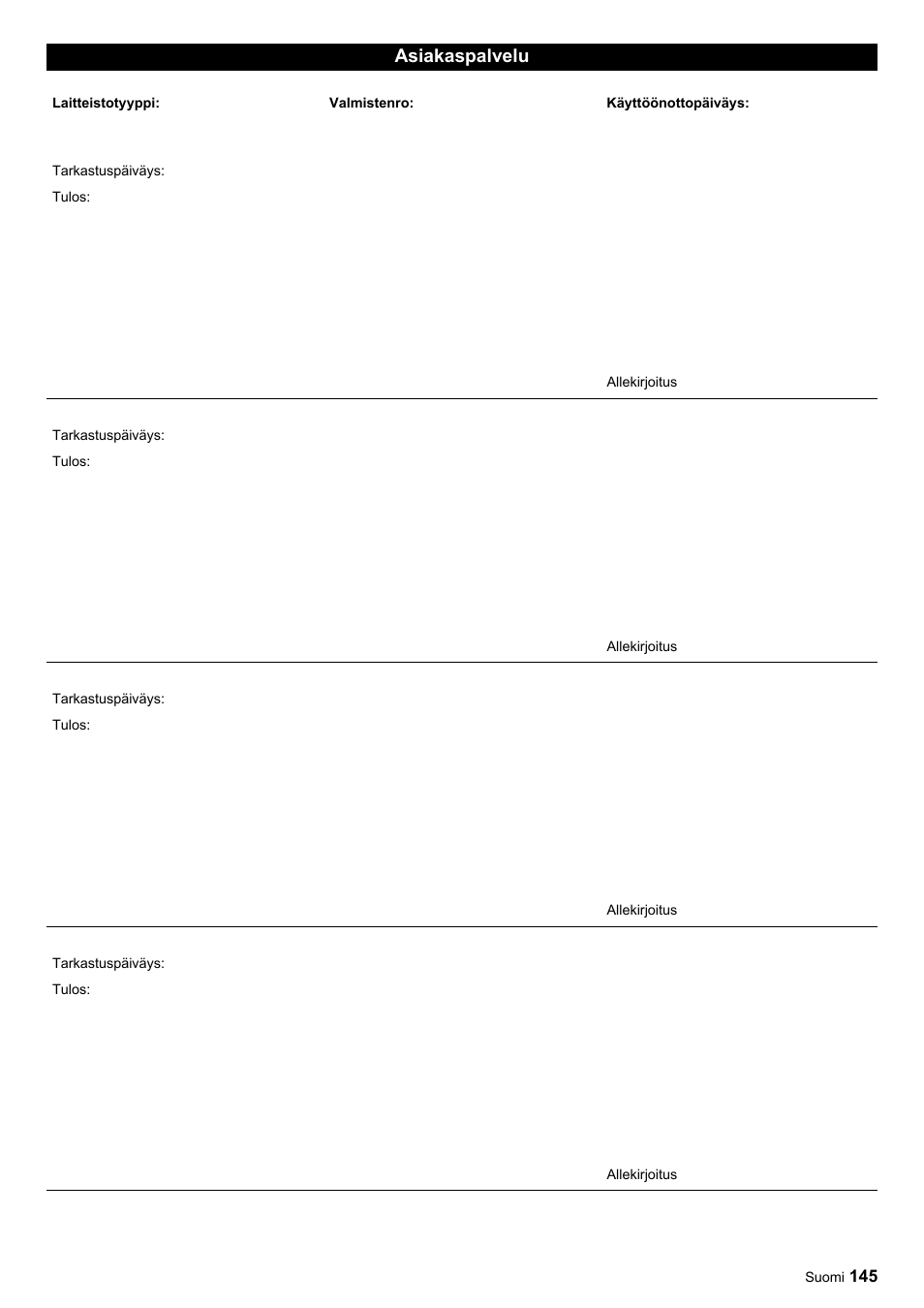 Asiakaspalvelu | Karcher HDC advanced User Manual | Page 145 / 356