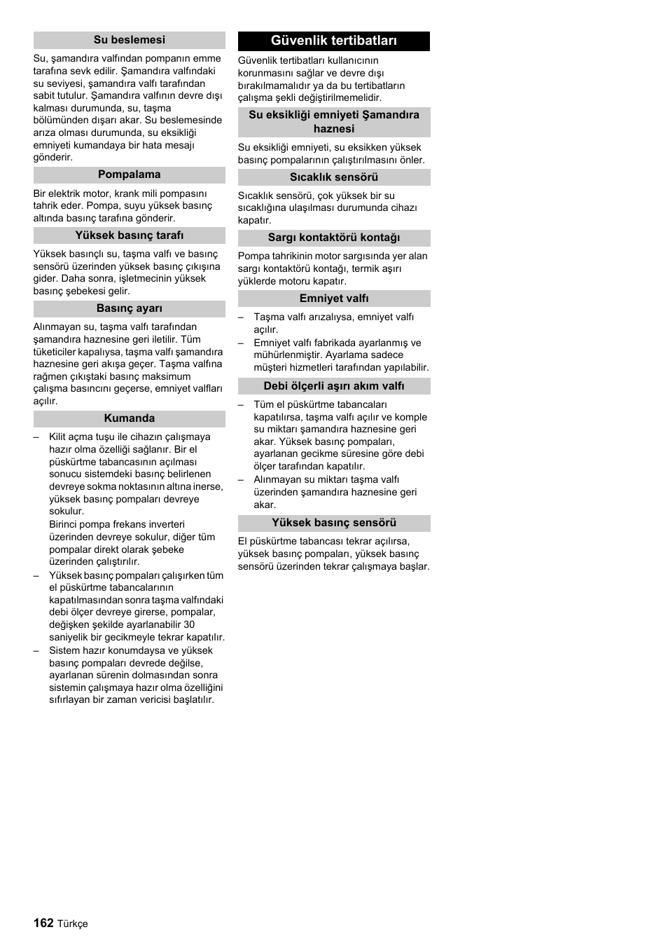 Güvenlik tertibatları | Karcher HDC advanced User Manual | Page 162 / 356