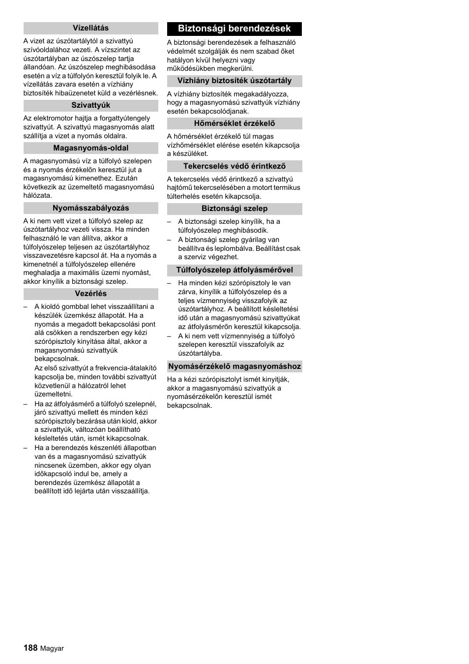 Biztonsági berendezések | Karcher HDC advanced User Manual | Page 188 / 356