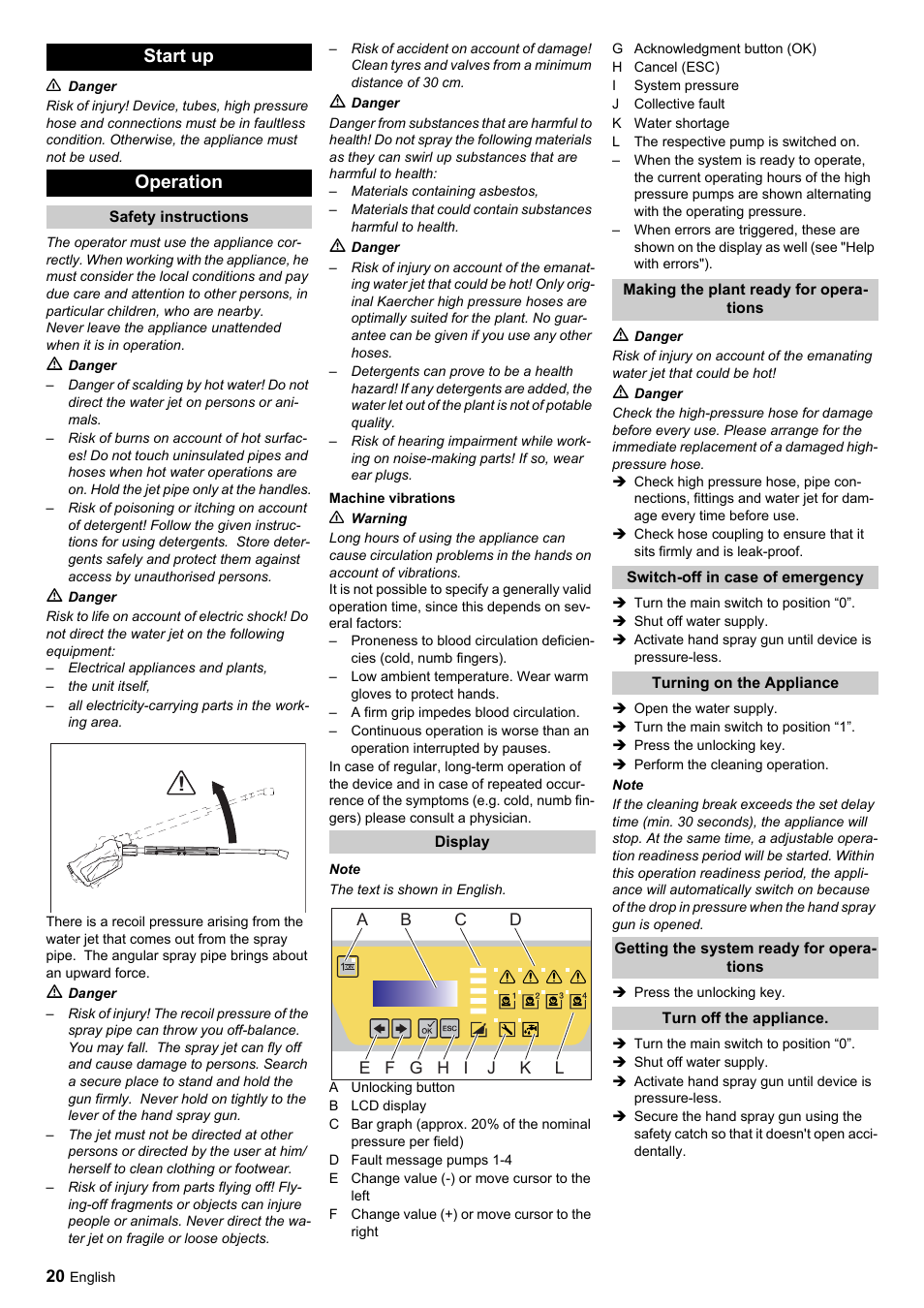 Start up operation | Karcher HDC advanced User Manual | Page 20 / 356