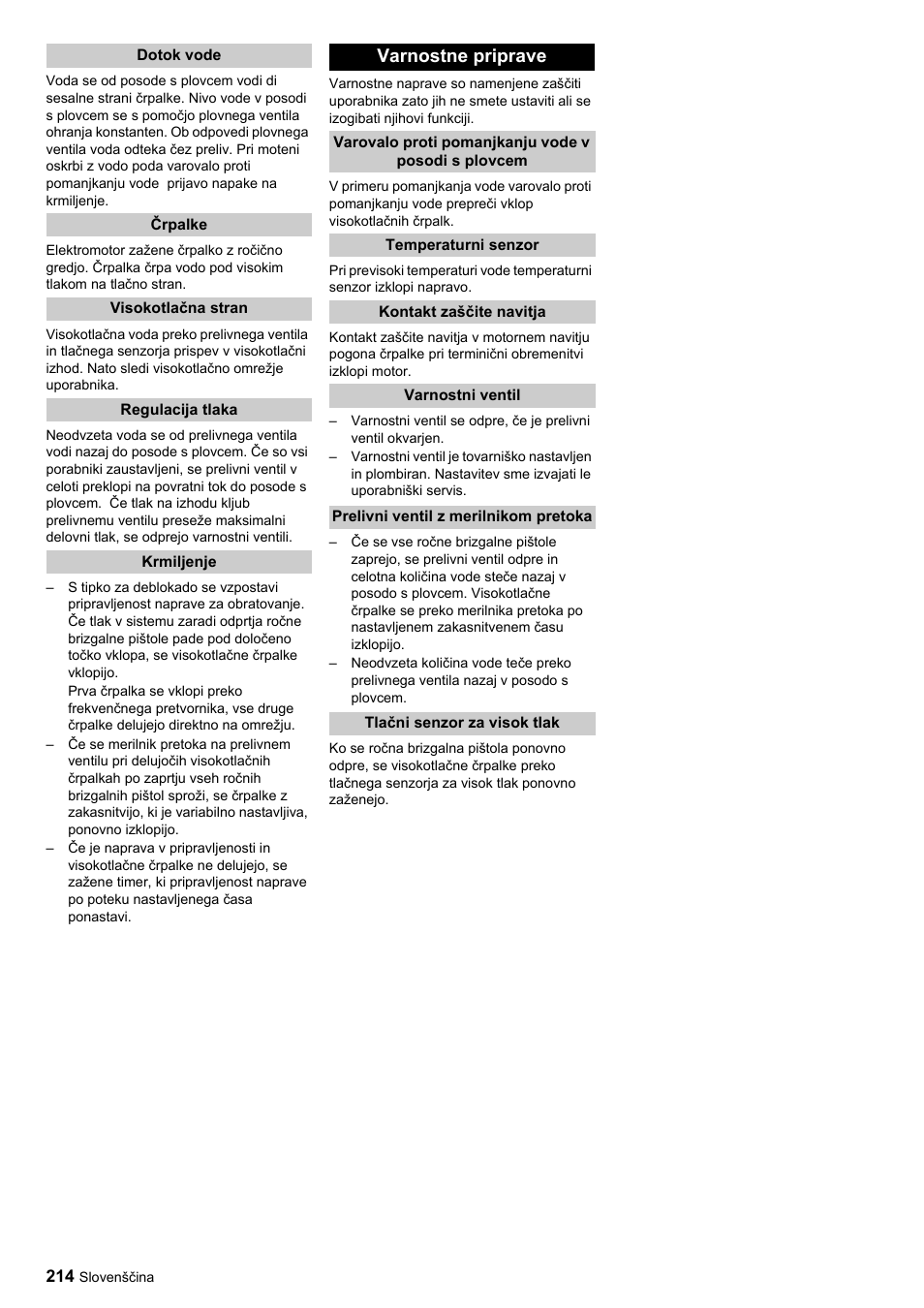 Varnostne priprave | Karcher HDC advanced User Manual | Page 214 / 356