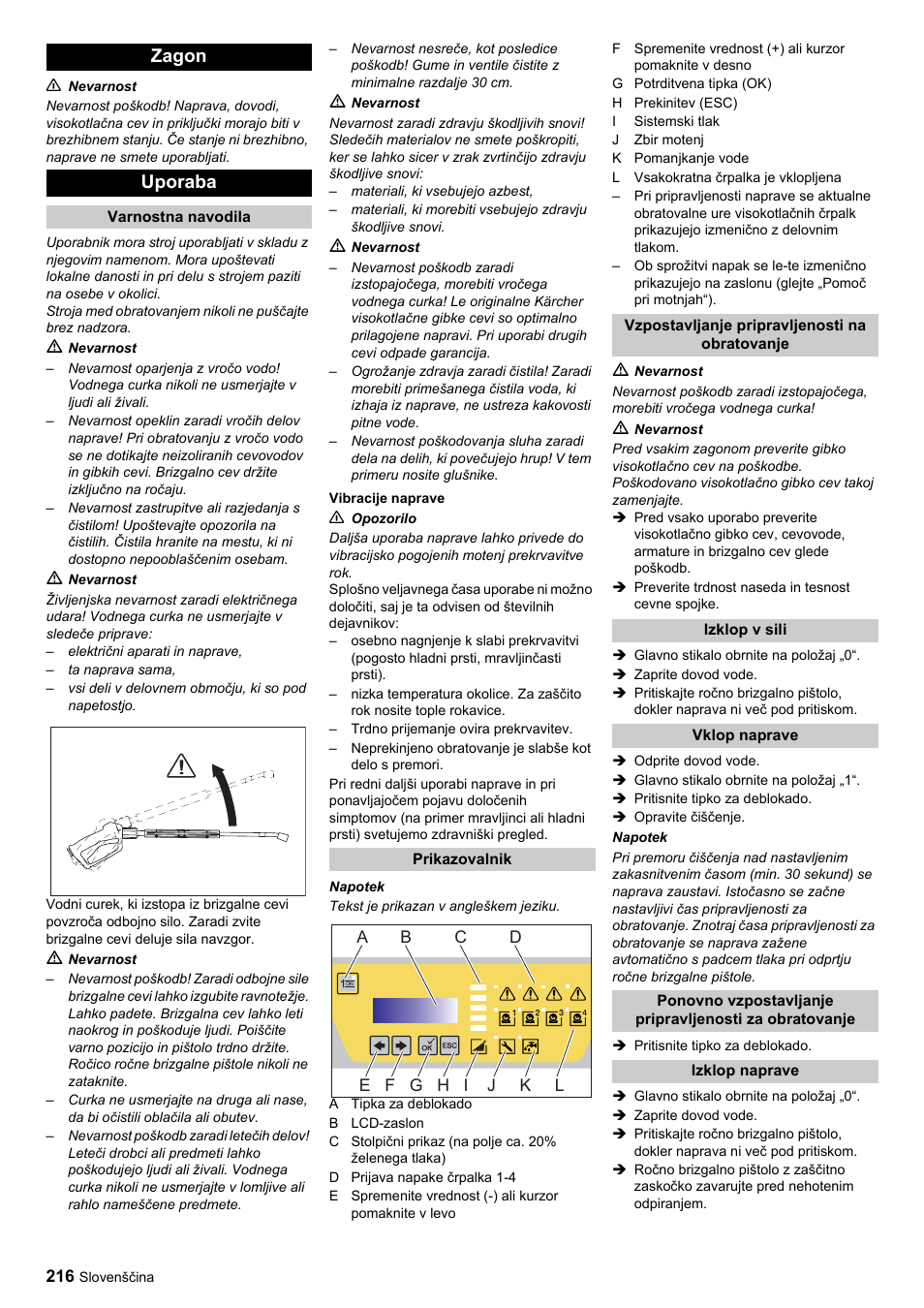 Zagon uporaba | Karcher HDC advanced User Manual | Page 216 / 356