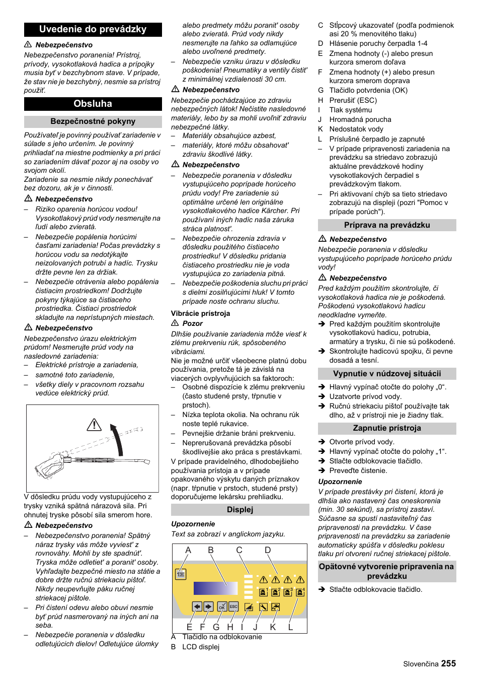 Uvedenie do prevádzky obsluha | Karcher HDC advanced User Manual | Page 255 / 356