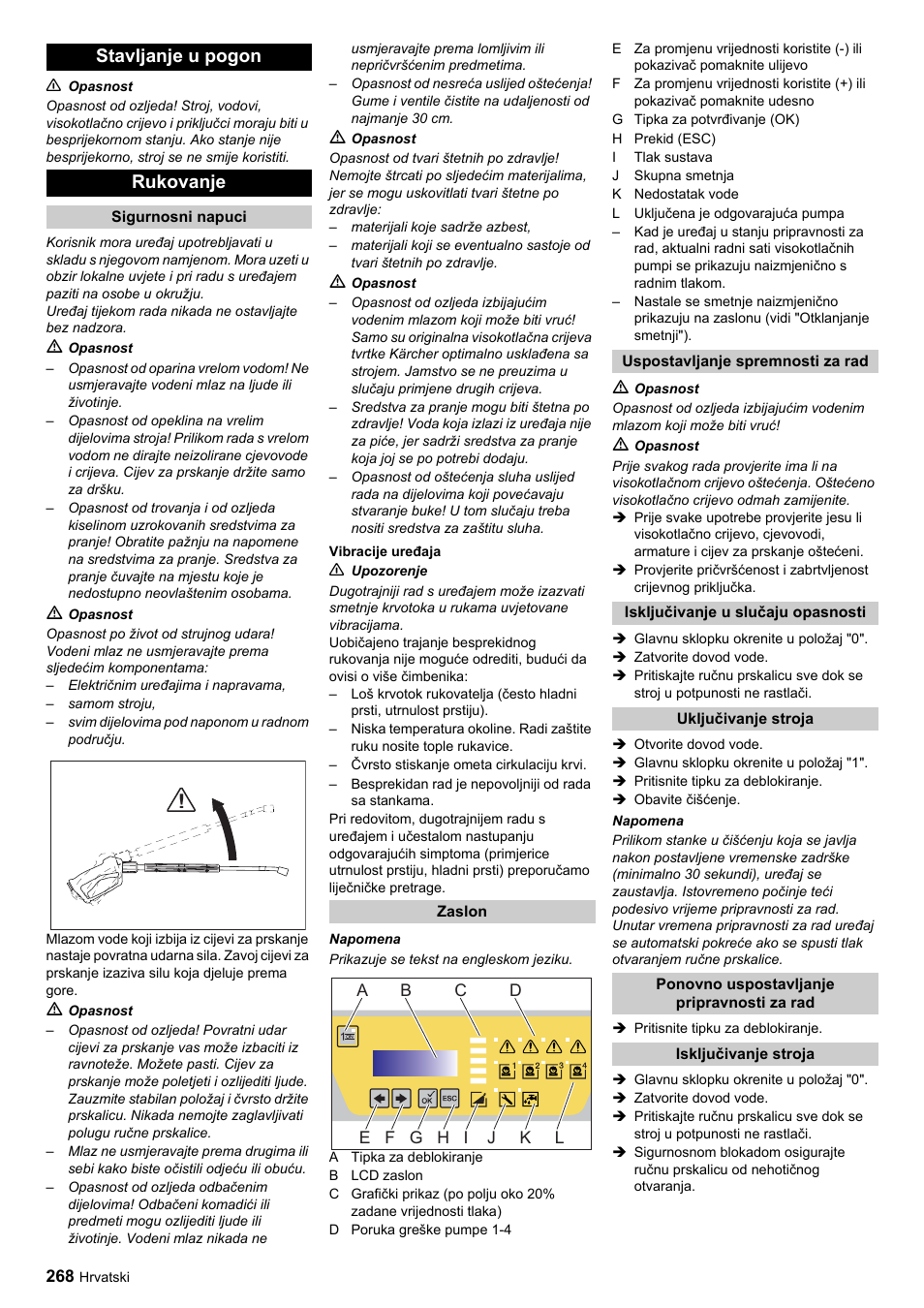 Stavljanje u pogon rukovanje | Karcher HDC advanced User Manual | Page 268 / 356