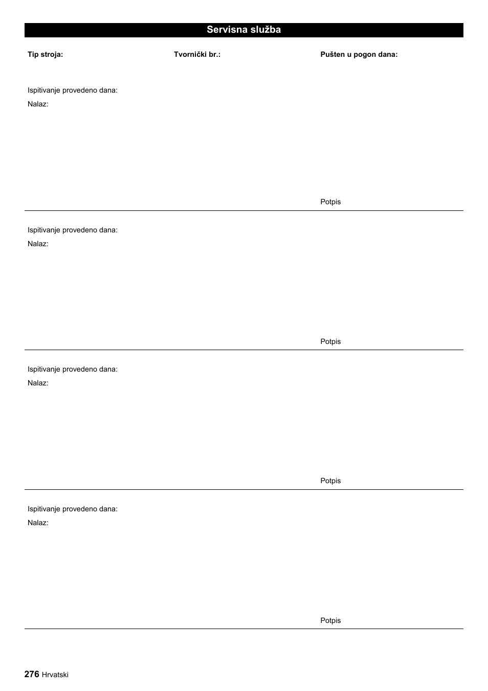 Servisna služba | Karcher HDC advanced User Manual | Page 276 / 356