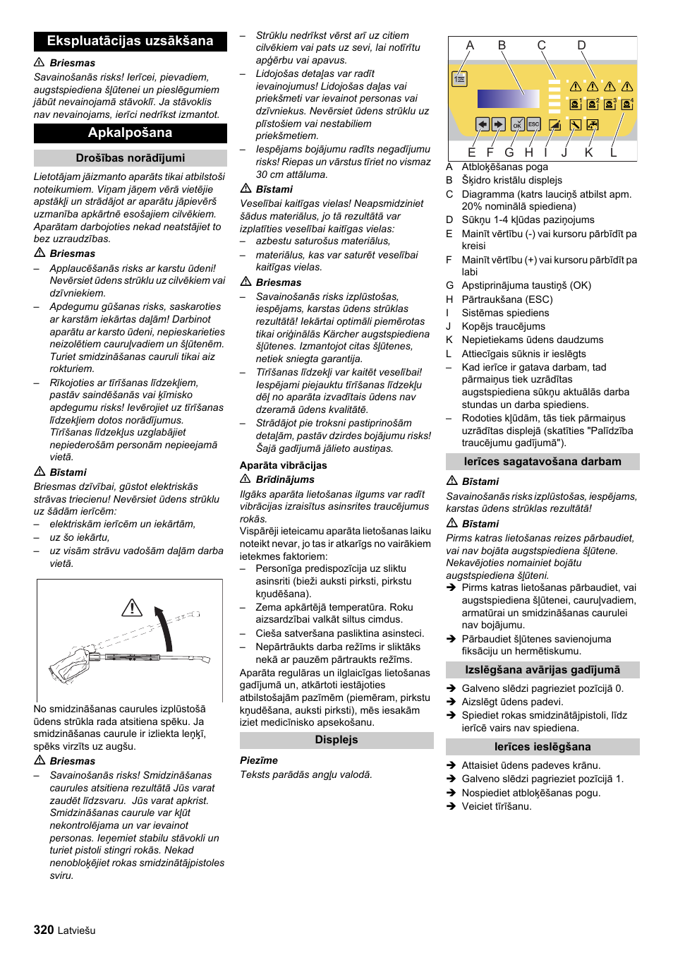 Ekspluatācijas uzsākšana apkalpošana | Karcher HDC advanced User Manual | Page 320 / 356