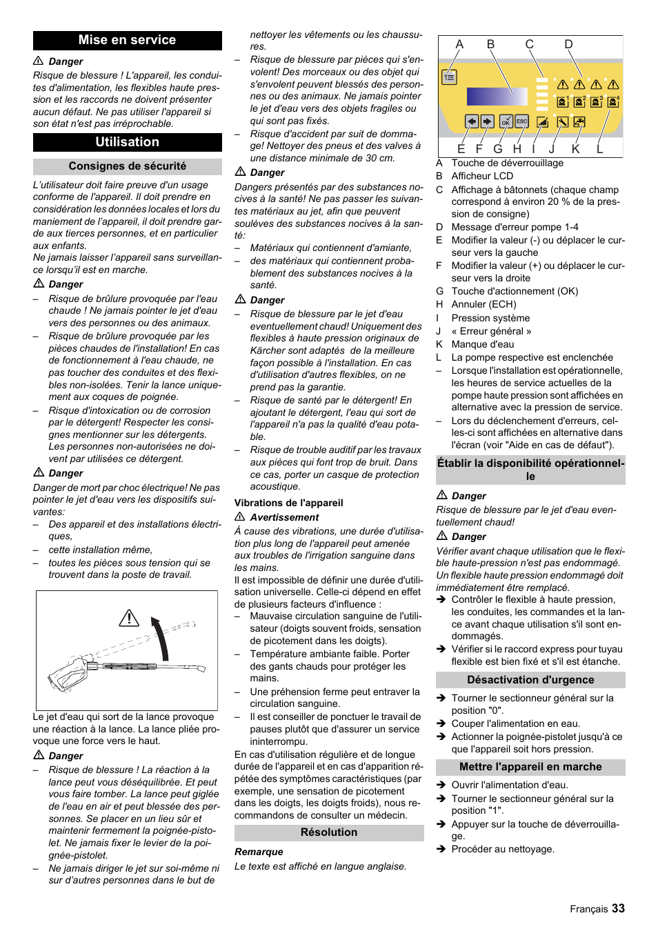 Mise en service utilisation | Karcher HDC advanced User Manual | Page 33 / 356