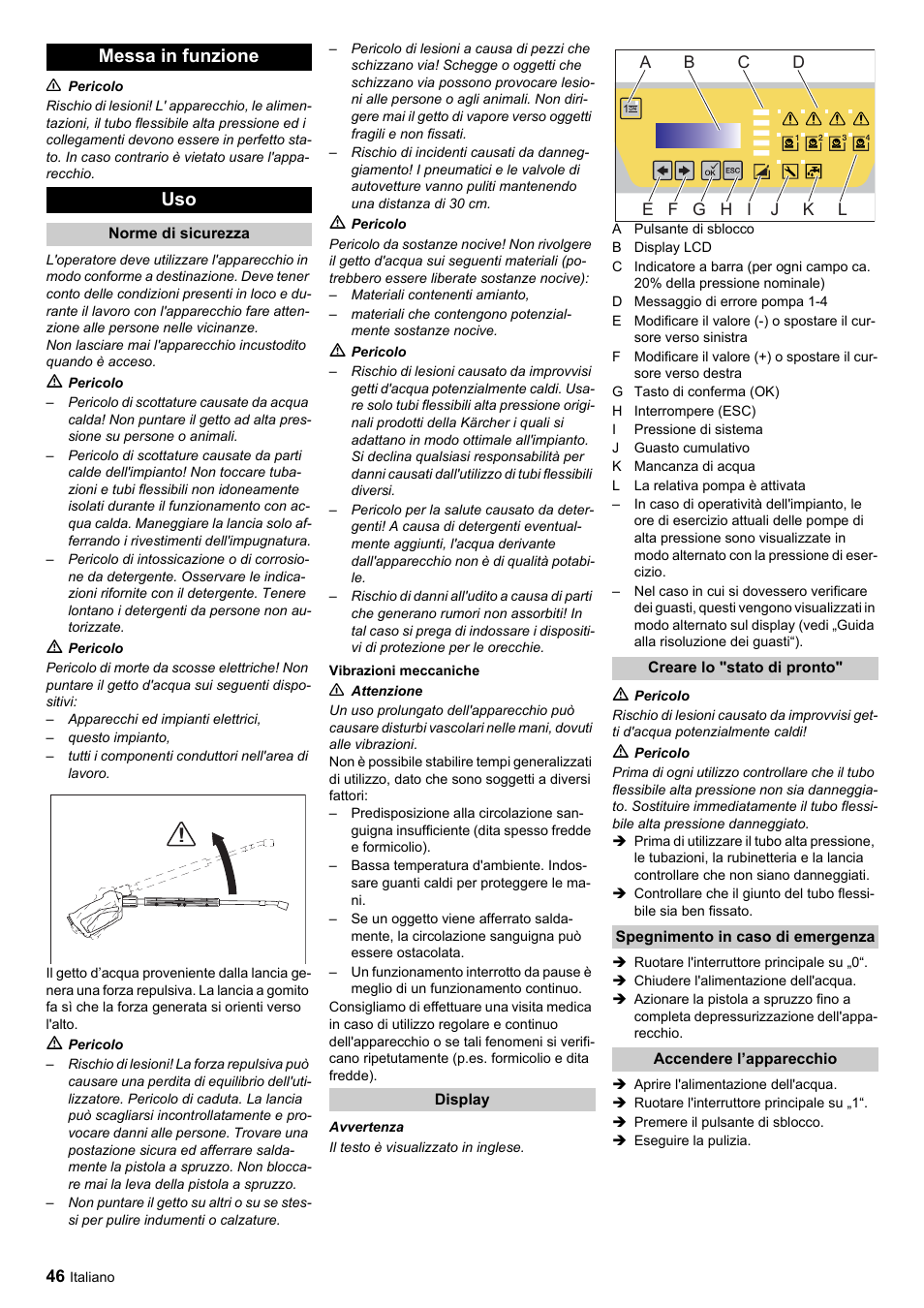 Messa in funzione uso | Karcher HDC advanced User Manual | Page 46 / 356