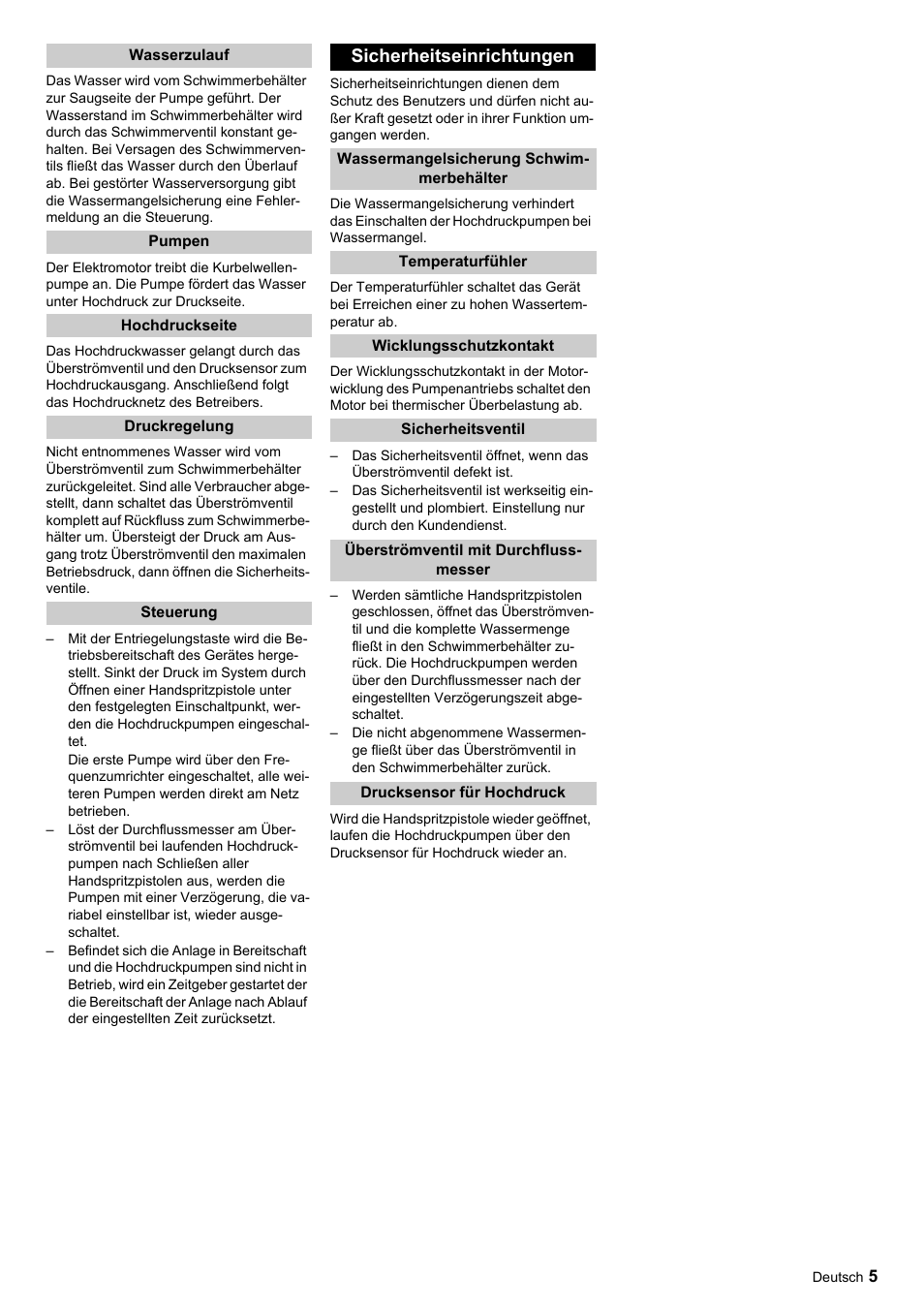 Sicherheitseinrichtungen | Karcher HDC advanced User Manual | Page 5 / 356
