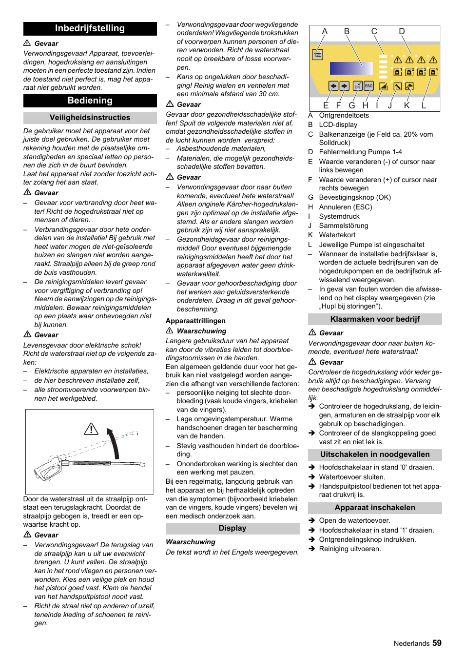 Inbedrijfstelling bediening | Karcher HDC advanced User Manual | Page 59 / 356