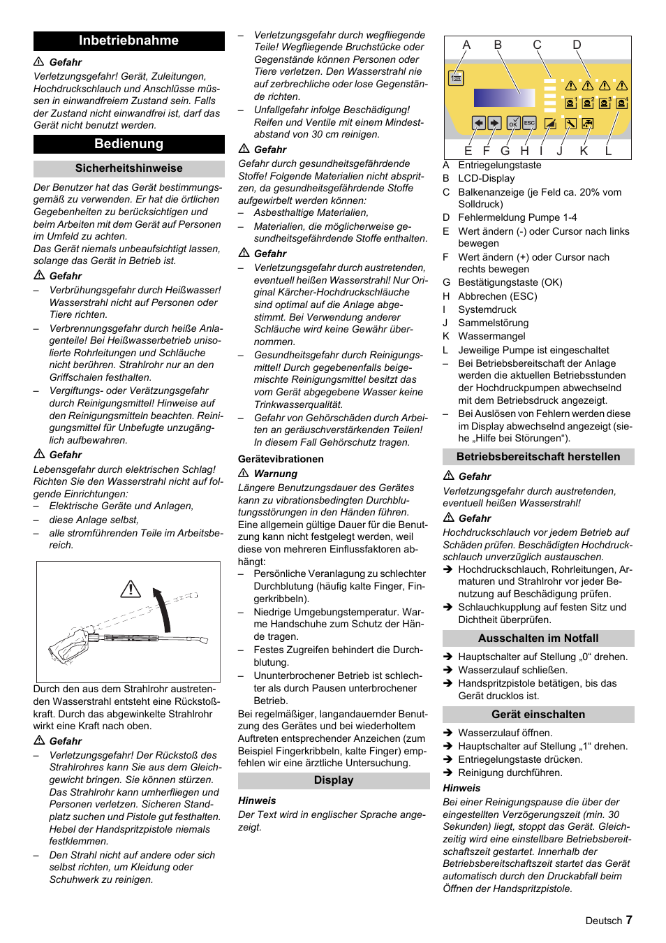 Inbetriebnahme bedienung | Karcher HDC advanced User Manual | Page 7 / 356