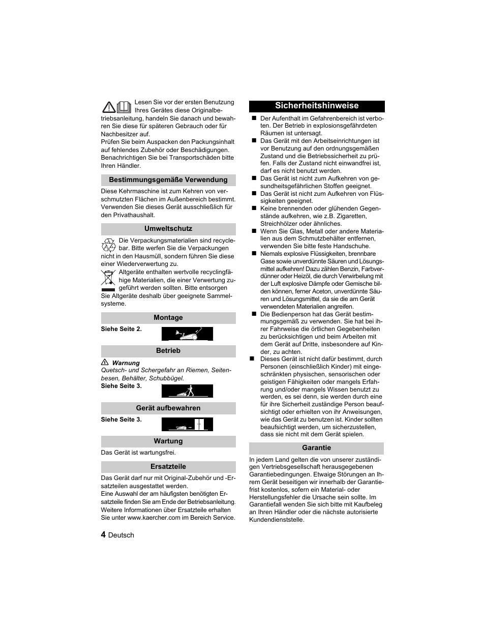 Sicherheitshinweise | Karcher S 750 User Manual | Page 4 / 32