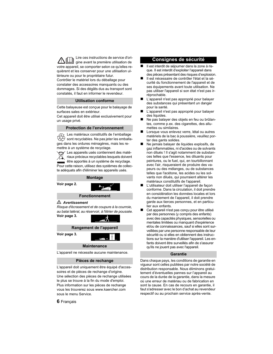 Consignes de sécurité | Karcher S 750 User Manual | Page 6 / 32