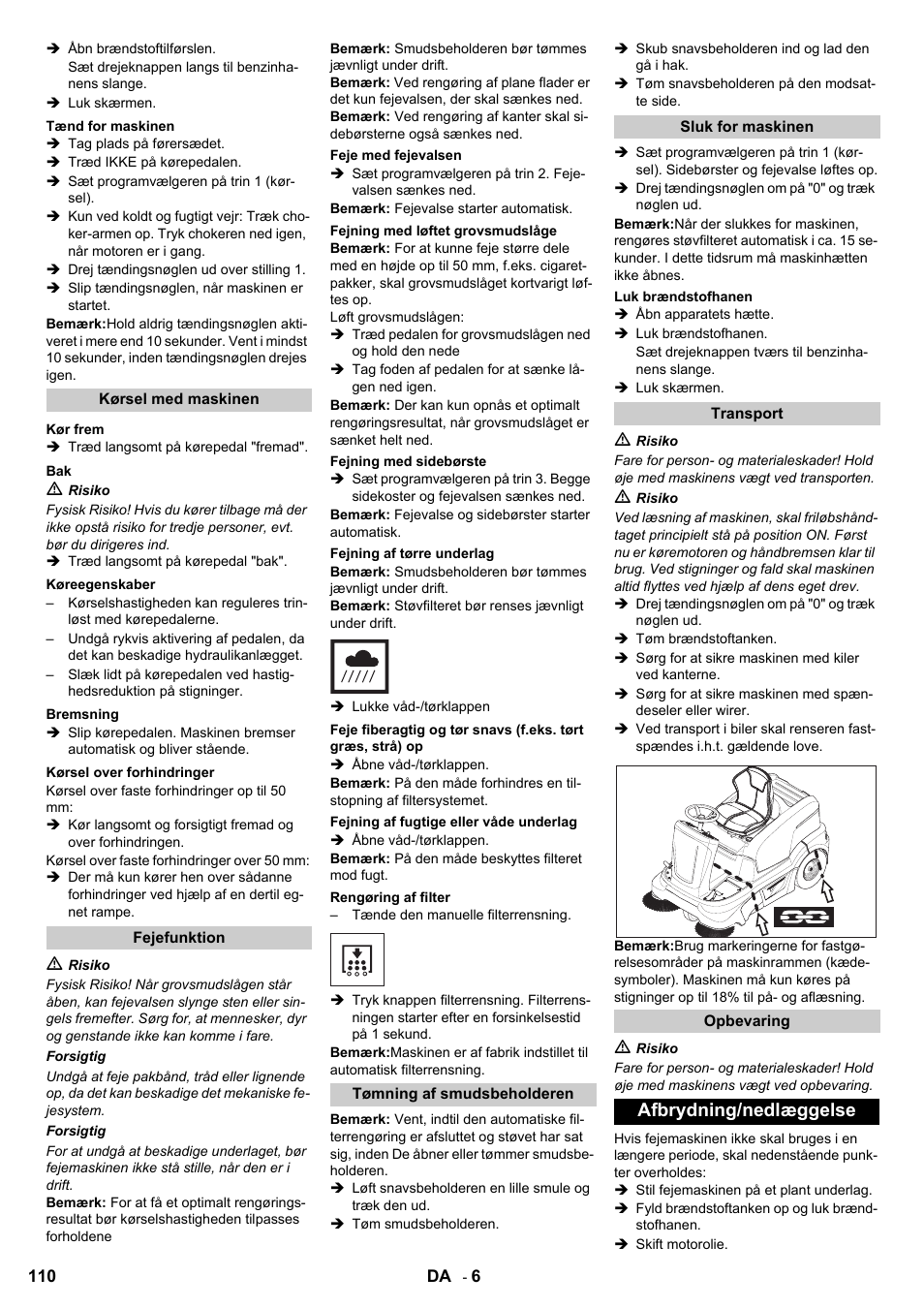 Afbrydning/nedlæggelse | Karcher KM 90-60 R P User Manual | Page 110 / 392