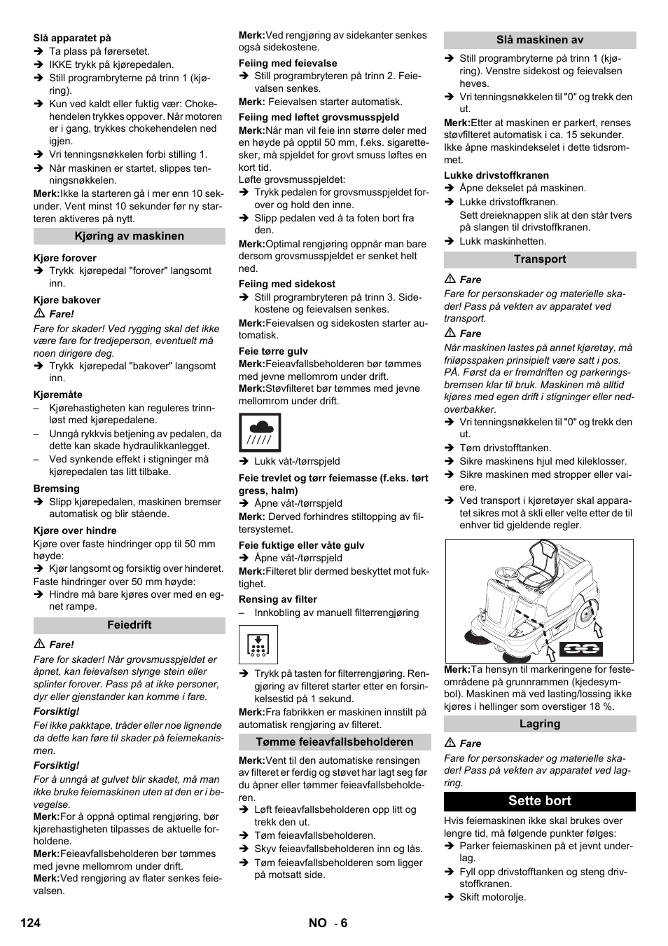 Sette bort | Karcher KM 90-60 R P User Manual | Page 124 / 392