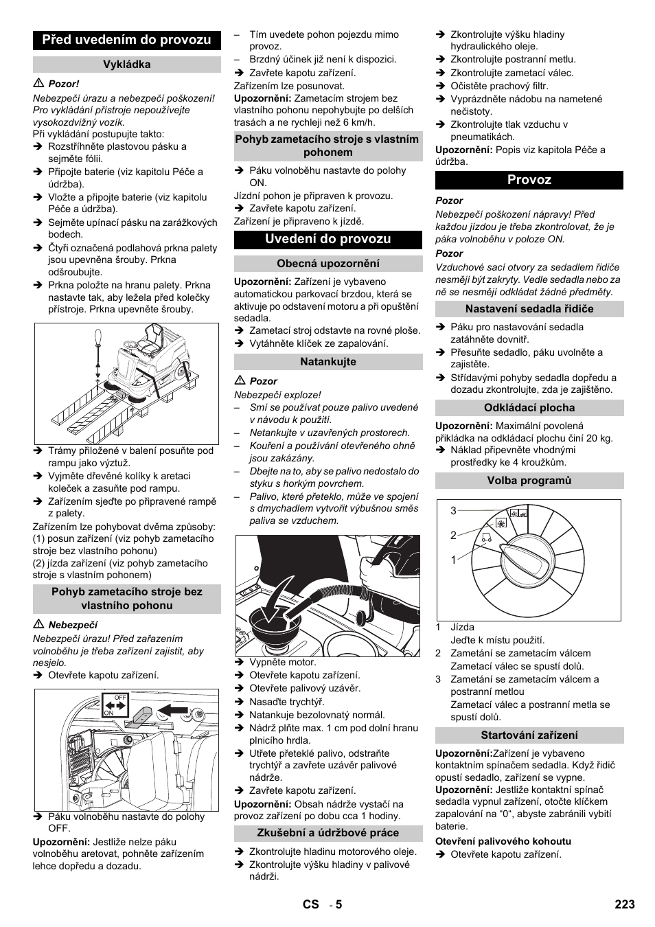 Před uvedením do provozu, Uvedení do provozu, Provoz | Karcher KM 90-60 R P User Manual | Page 223 / 392
