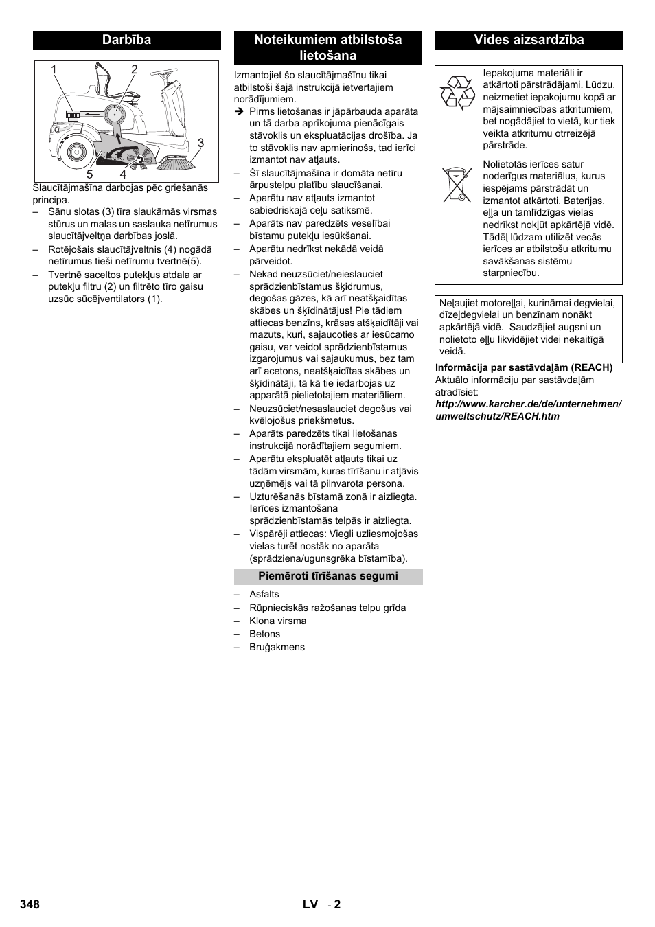 Vides aizsardzība | Karcher KM 90-60 R P User Manual | Page 348 / 392