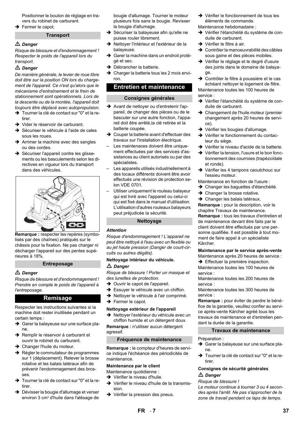 Remisage entretien et maintenance | Karcher KM 90-60 R P User Manual | Page 37 / 392