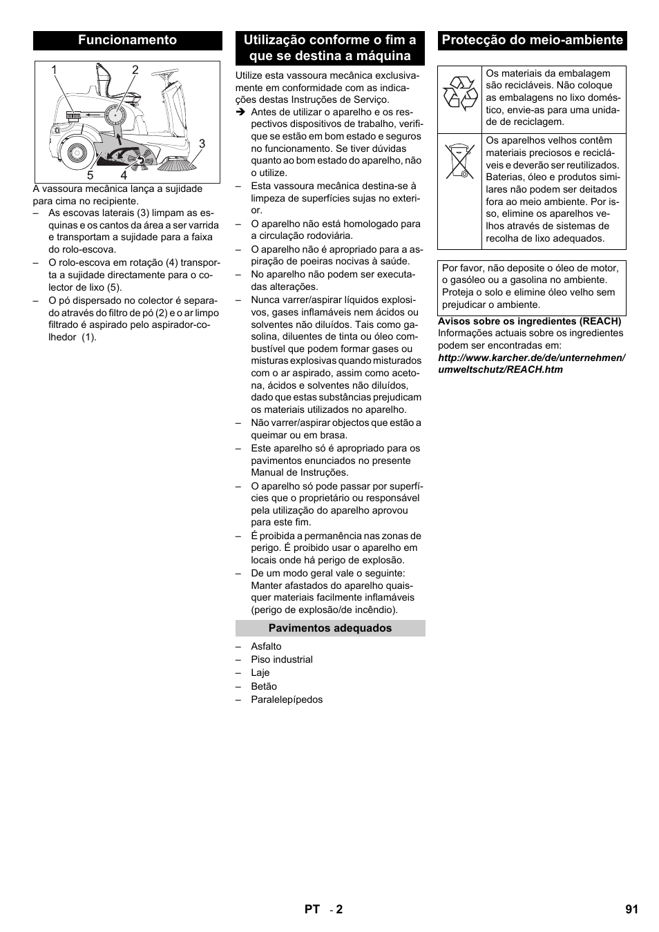 Protecção do meio-ambiente | Karcher KM 90-60 R P User Manual | Page 91 / 392