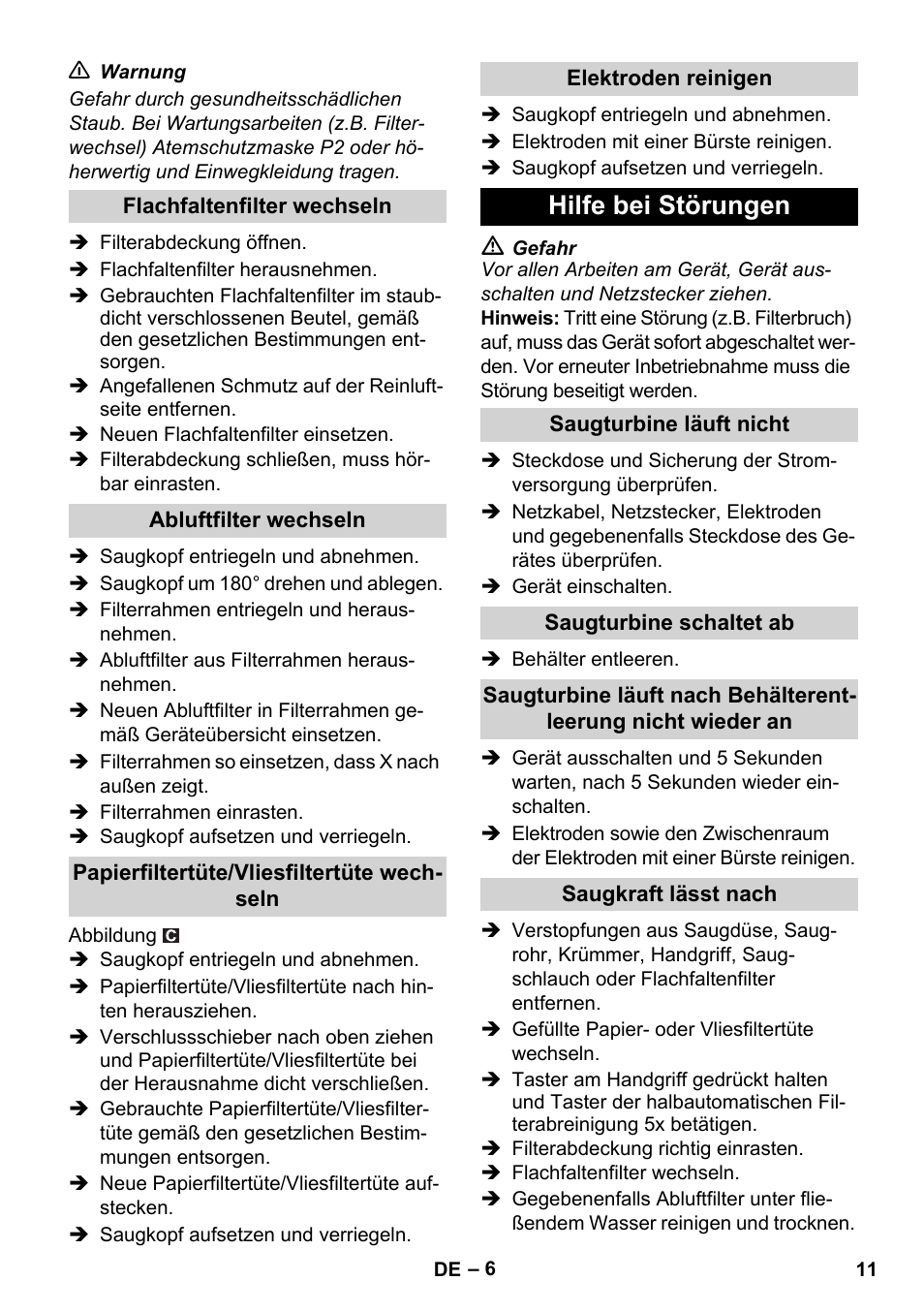 Hilfe bei störungen | Karcher NT 14-1 Ap Te Adv L User Manual | Page 11 / 248