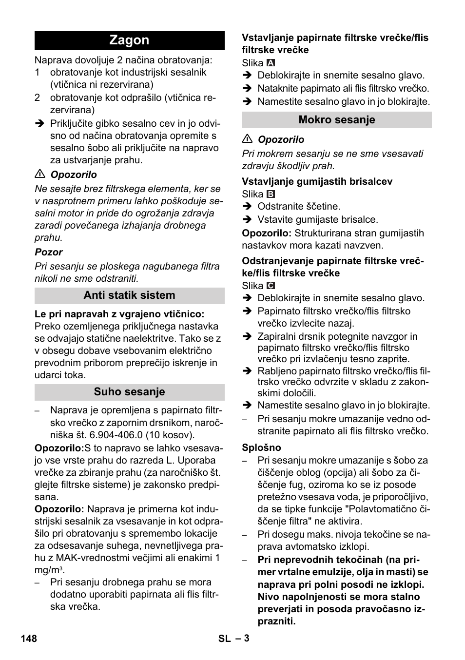 Zagon | Karcher NT 14-1 Ap Te Adv L User Manual | Page 148 / 248