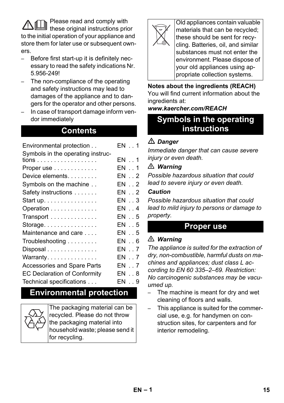 Karcher NT 14-1 Ap Te Adv L User Manual | Page 15 / 248