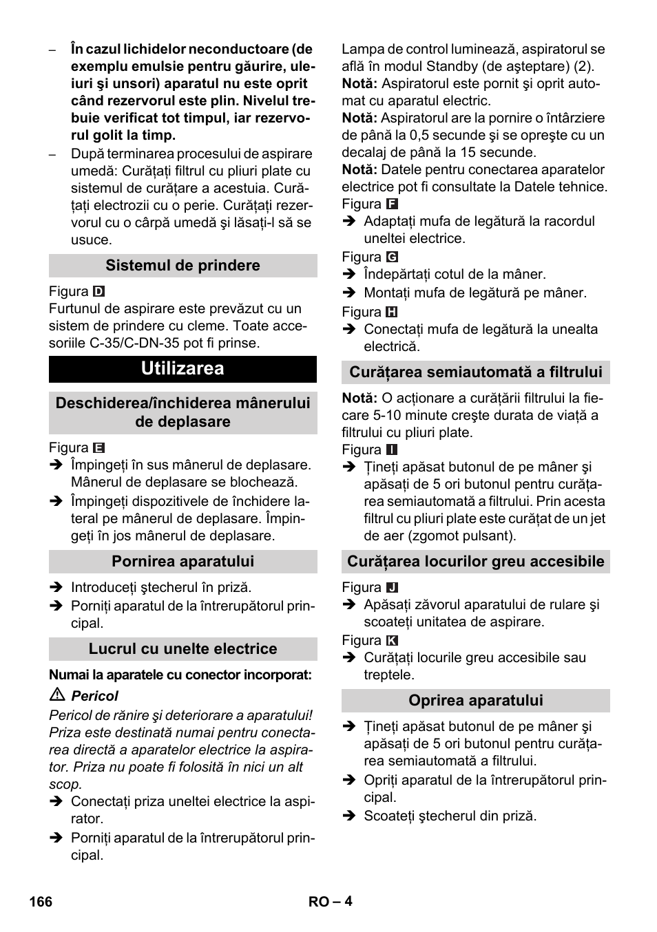 Utilizarea | Karcher NT 14-1 Ap Te Adv L User Manual | Page 166 / 248