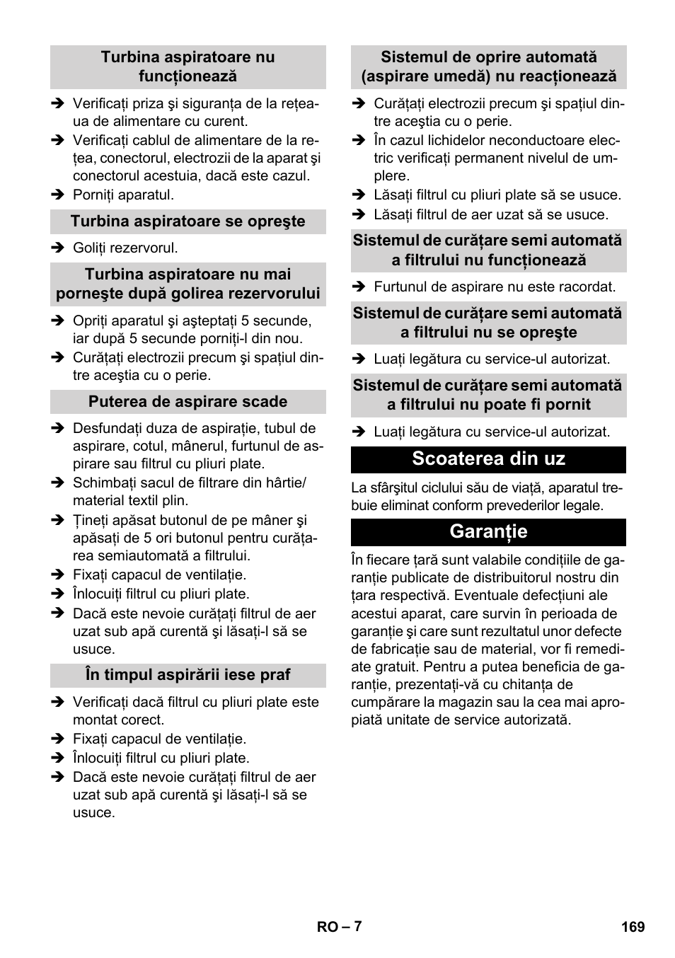 Scoaterea din uz garanţie | Karcher NT 14-1 Ap Te Adv L User Manual | Page 169 / 248