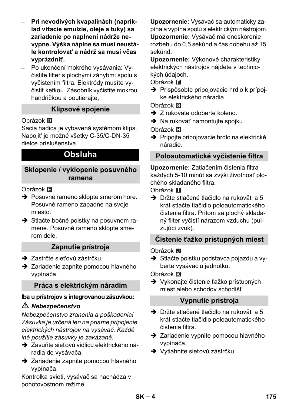 Obsluha | Karcher NT 14-1 Ap Te Adv L User Manual | Page 175 / 248