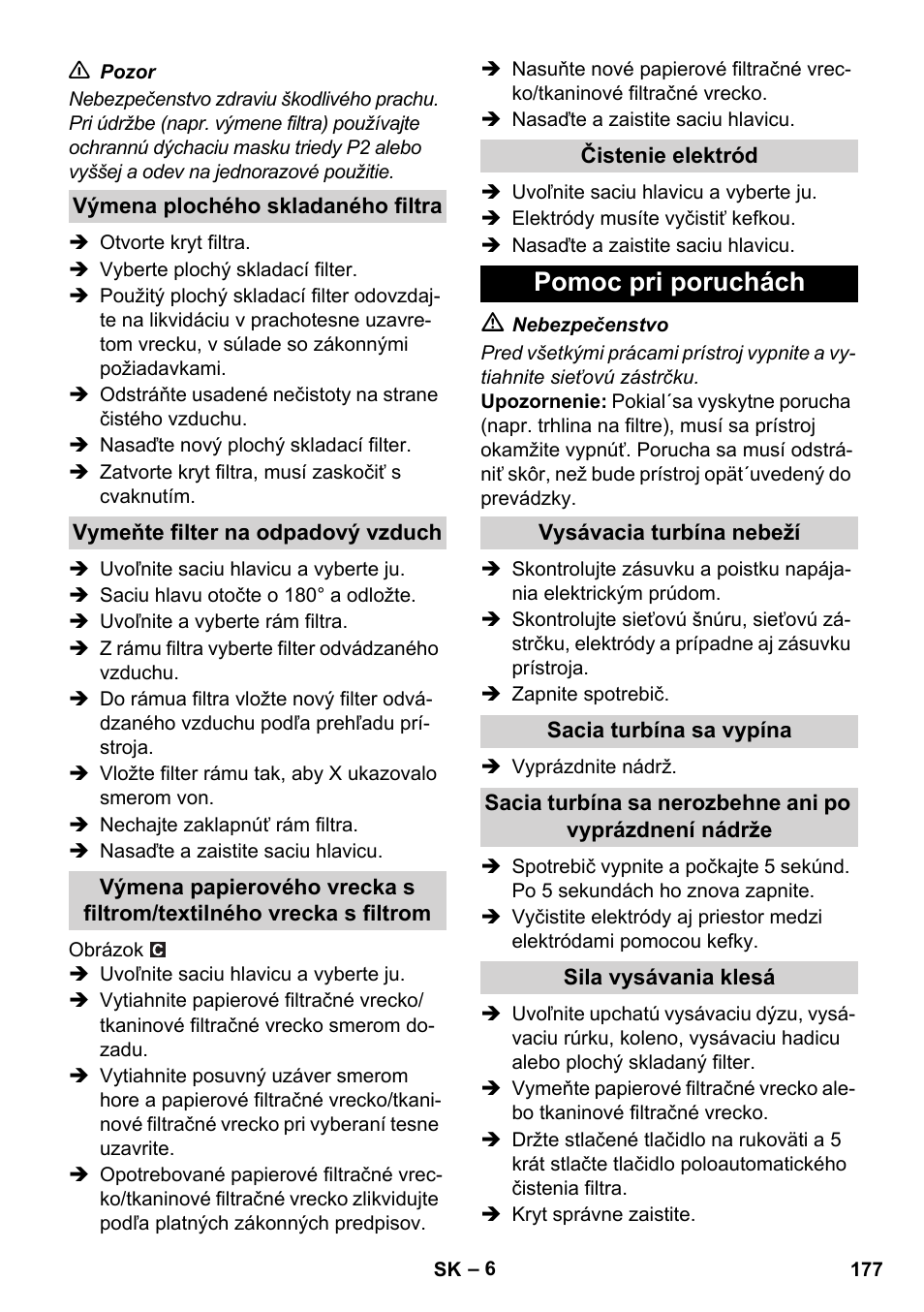 Pomoc pri poruchách | Karcher NT 14-1 Ap Te Adv L User Manual | Page 177 / 248