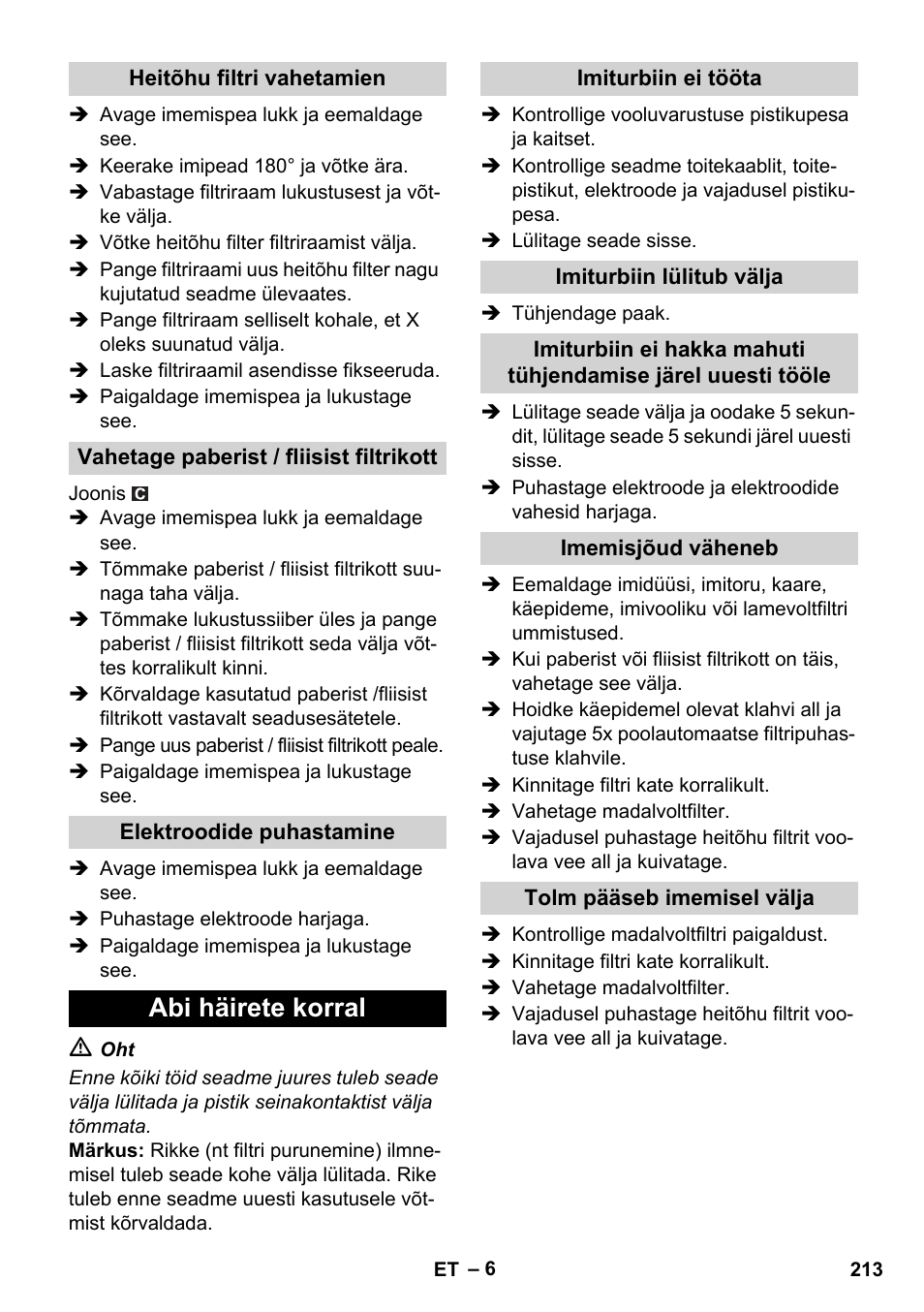 Abi häirete korral | Karcher NT 14-1 Ap Te Adv L User Manual | Page 213 / 248