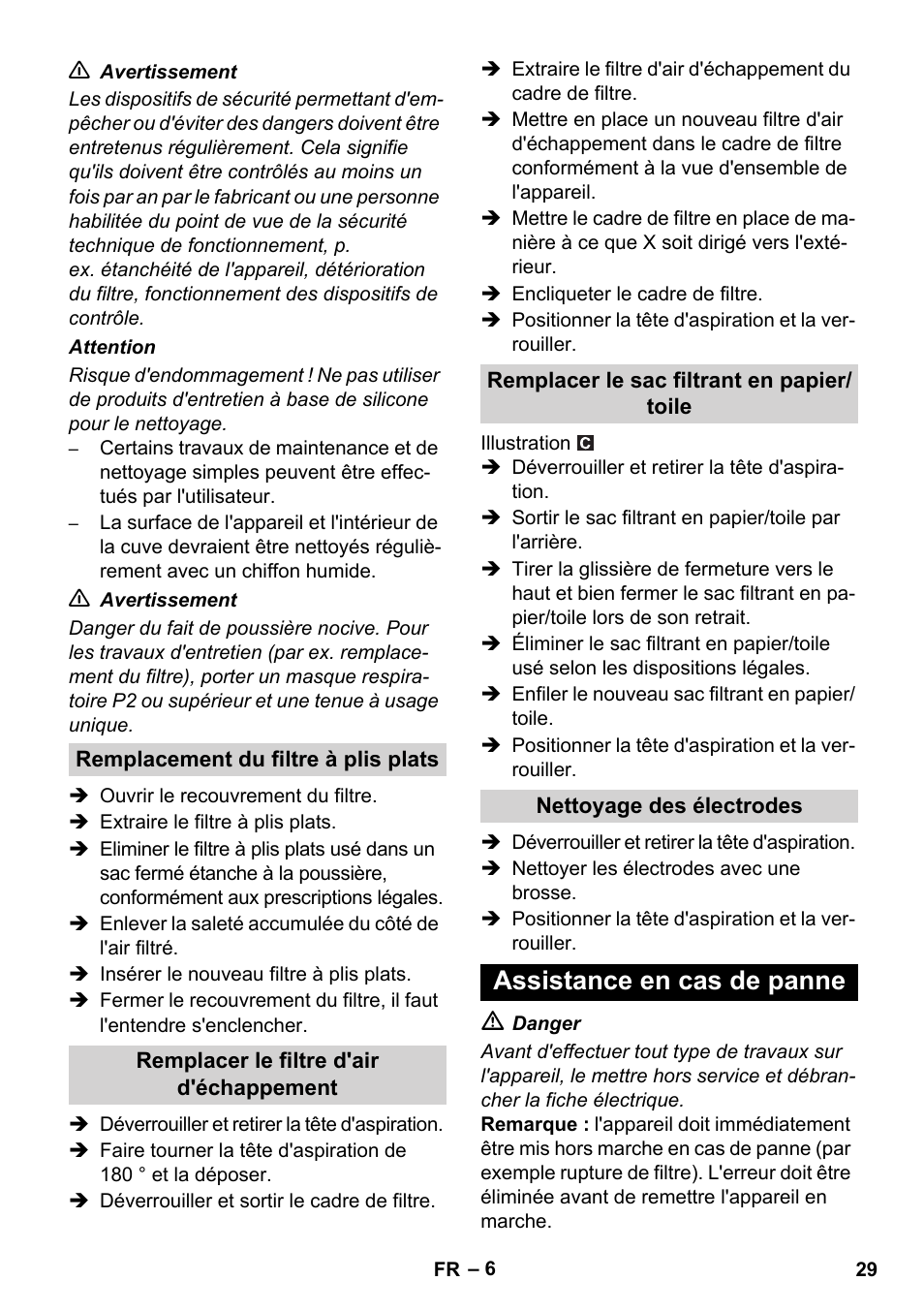 Assistance en cas de panne | Karcher NT 14-1 Ap Te Adv L User Manual | Page 29 / 248