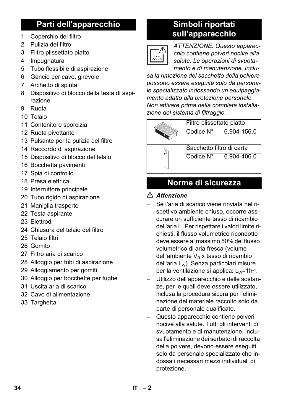 Norme di sicurezza | Karcher NT 14-1 Ap Te Adv L User Manual | Page 34 / 248