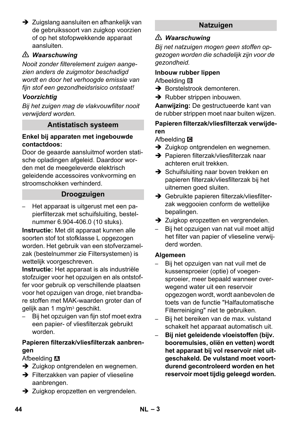 Karcher NT 14-1 Ap Te Adv L User Manual | Page 44 / 248