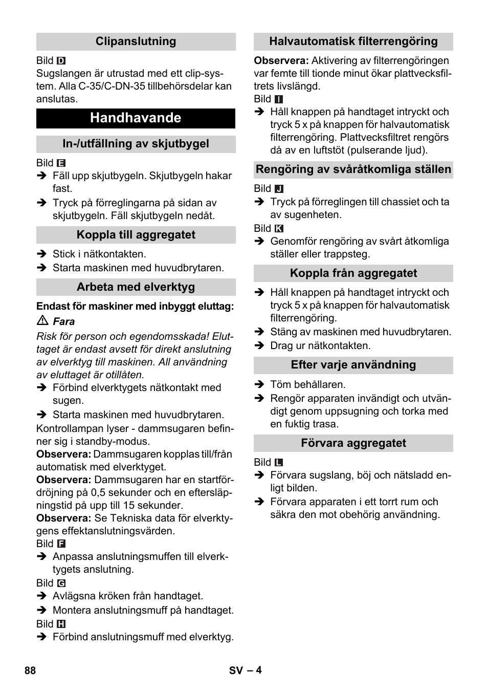Handhavande | Karcher NT 14-1 Ap Te Adv L User Manual | Page 88 / 248