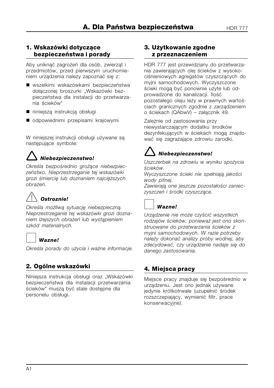 A. dla państwa bezpieczeństwa | Karcher HDR 777-VA User Manual | Page 76 / 108