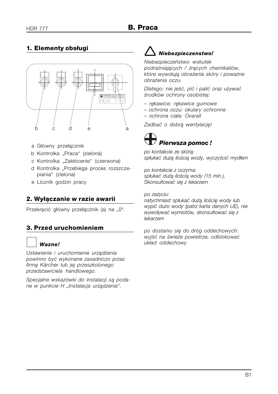 B. praca | Karcher HDR 777-VA User Manual | Page 77 / 108