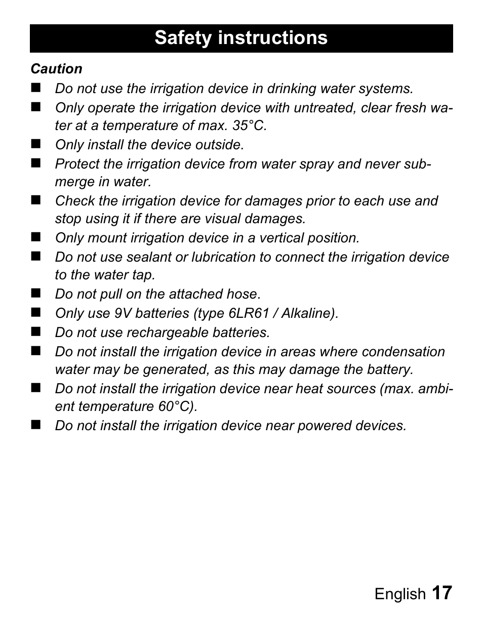 Safety instructions | Karcher Centralina irrigazione WT 4-000 User Manual | Page 17 / 86