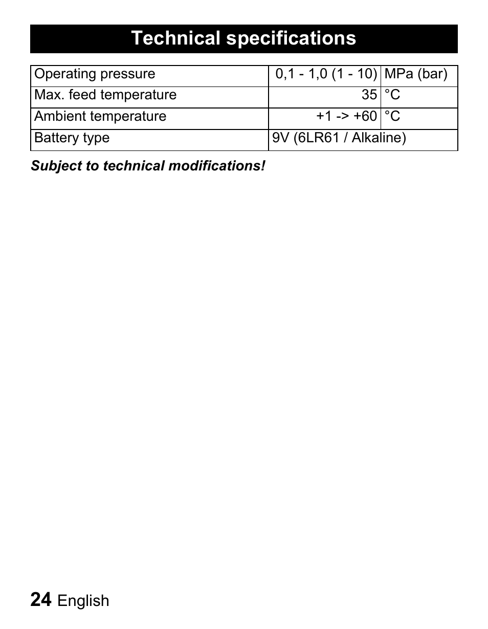 Technical specifications | Karcher Centralina irrigazione WT 4-000 User Manual | Page 24 / 86