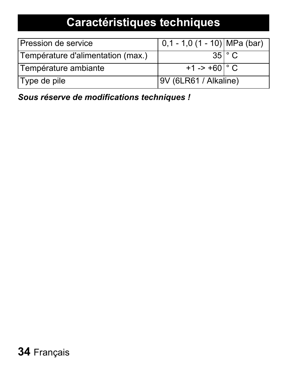 Caractéristiques techniques | Karcher Centralina irrigazione WT 4-000 User Manual | Page 34 / 86