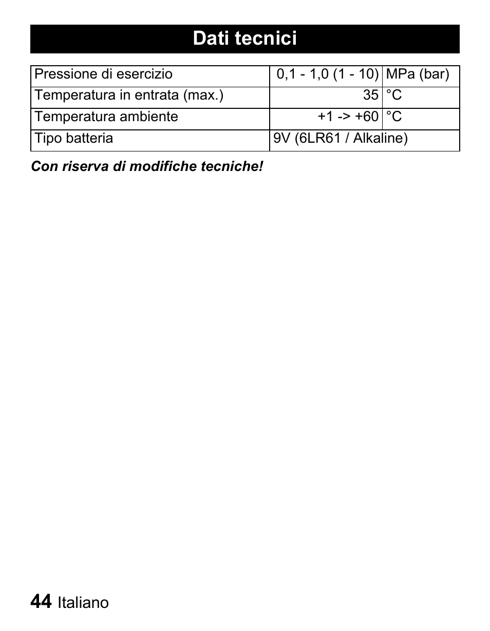 Dati tecnici | Karcher Centralina irrigazione WT 4-000 User Manual | Page 44 / 86