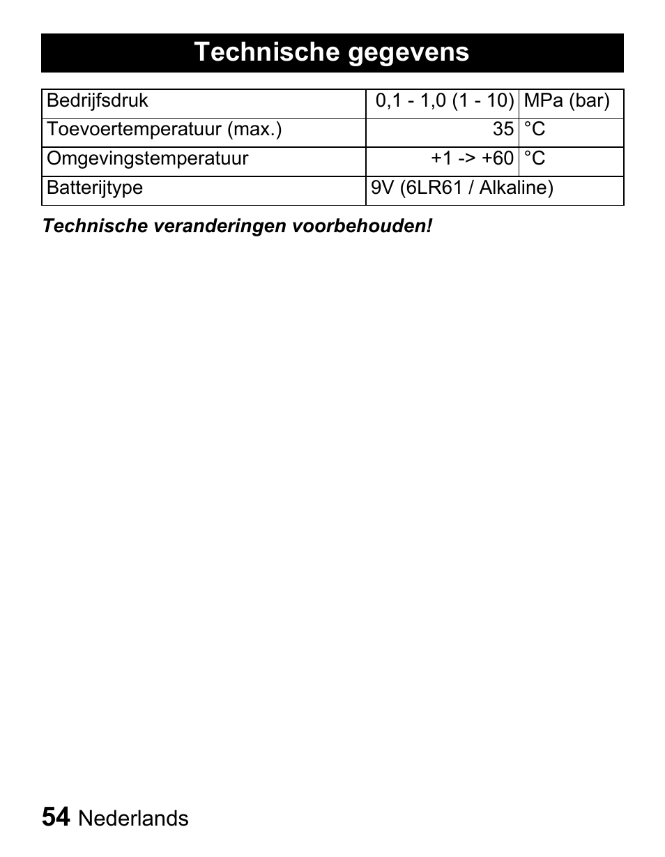 Technische gegevens | Karcher Centralina irrigazione WT 4-000 User Manual | Page 54 / 86