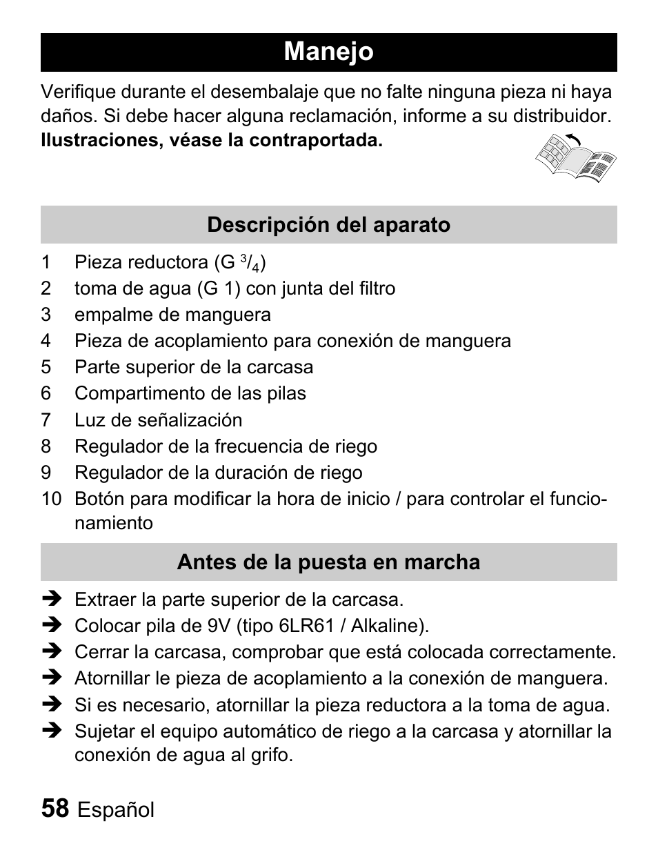 Manejo | Karcher Centralina irrigazione WT 4-000 User Manual | Page 58 / 86
