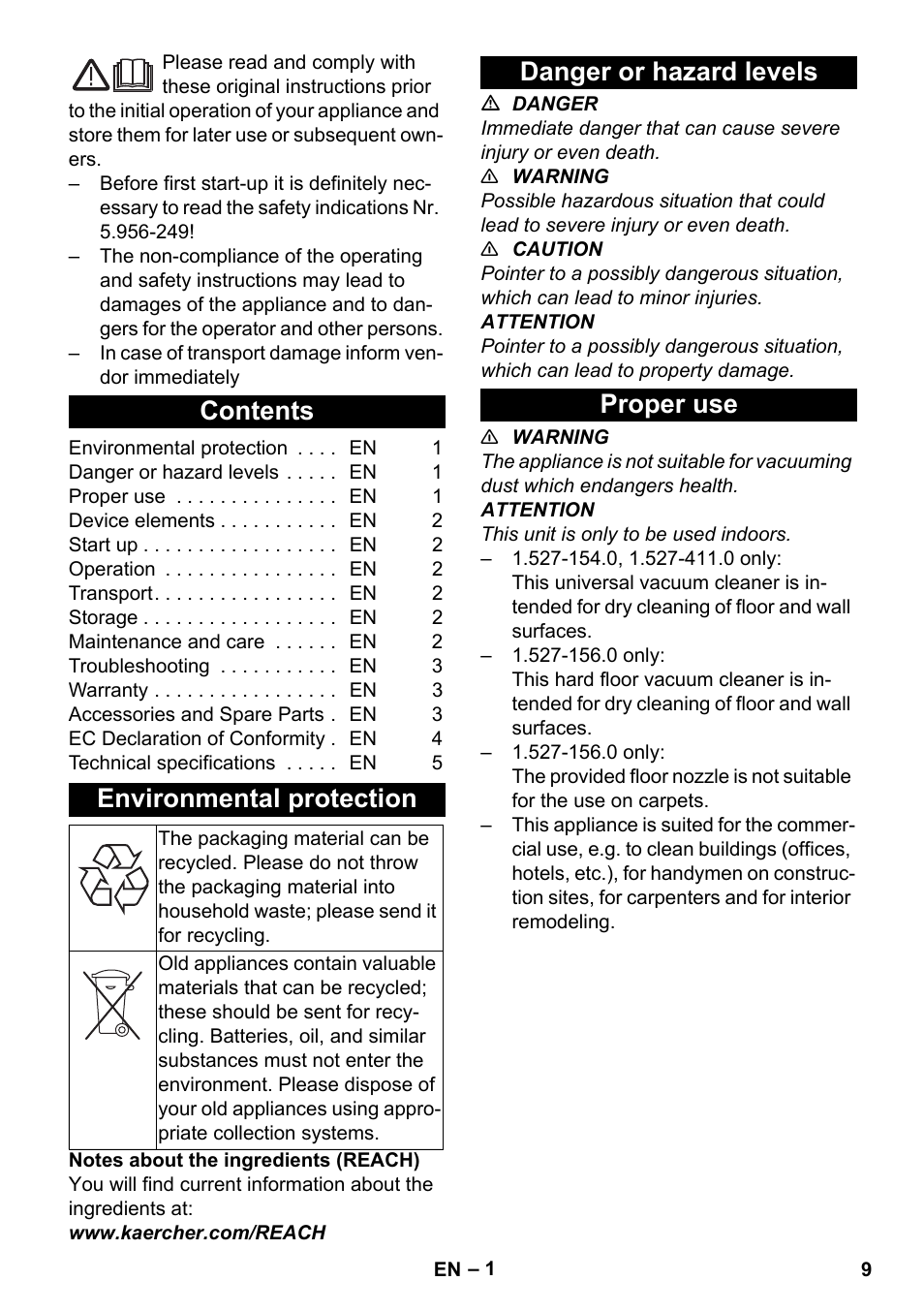 Karcher T 10-1 Adv User Manual | Page 9 / 144