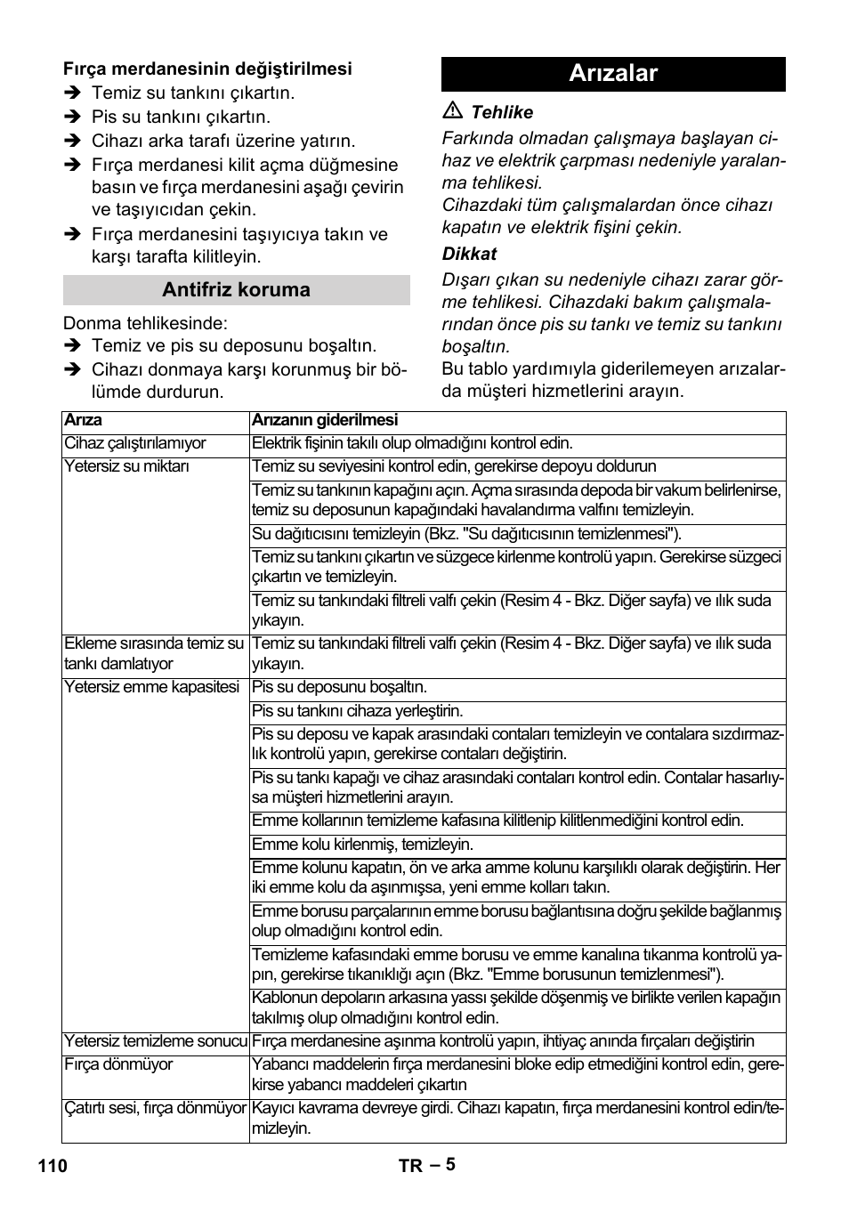 Arızalar | Karcher BR 30-4 C Adv User Manual | Page 110 / 244