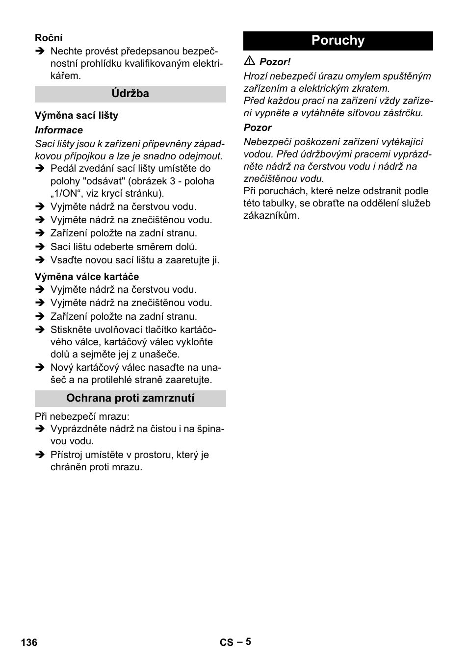 Poruchy | Karcher BR 30-4 C Adv User Manual | Page 136 / 244