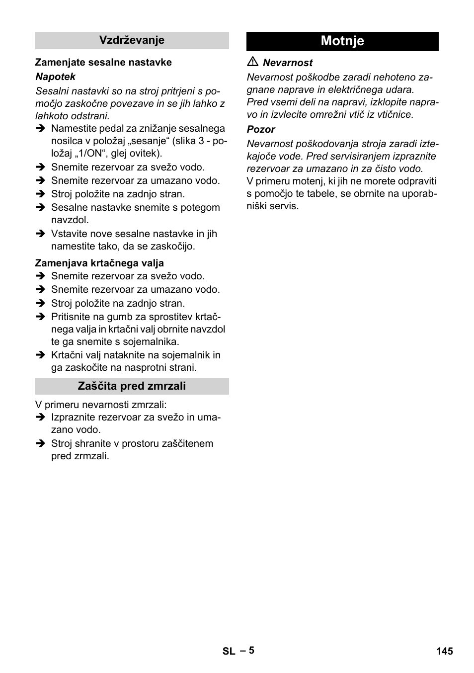 Motnje | Karcher BR 30-4 C Adv User Manual | Page 145 / 244